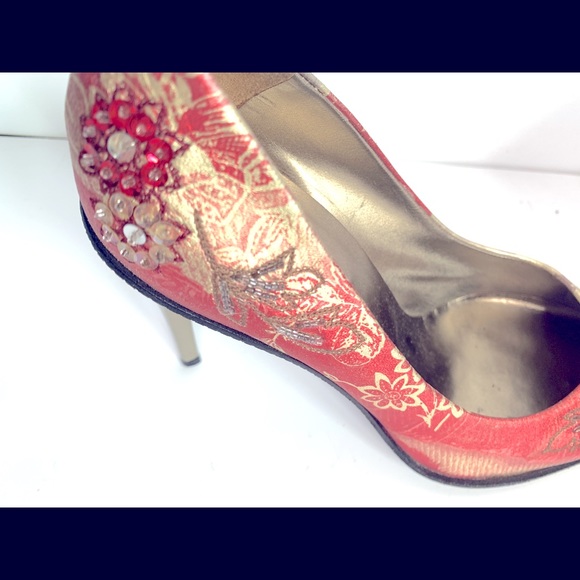 Handpainted Leather w/Beads & Sequins Italian Leather Shoes❤️Perfectly gorgeous - Picture 8 of 13